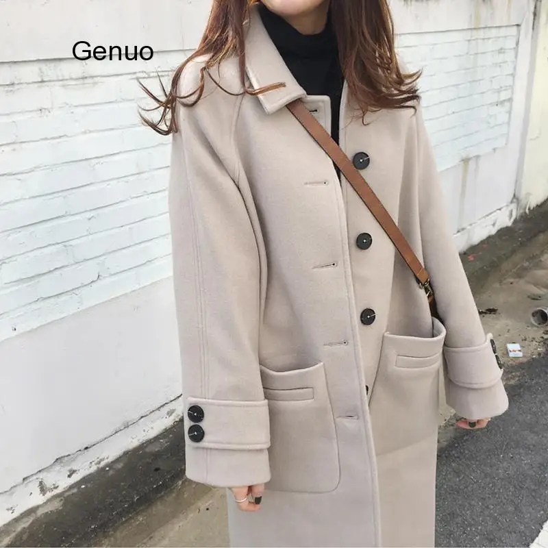 Korean-Style Thick Solid Color Coat with Large Pocket 2020 Autumn Winter Woolen Coat High Quality Elegant Chic Women Coat
Korean-Style Thick Solid Color Coat with Large Pocket 2020 Autumn Winter Woolen Coat High Quality Elegant Chic Women Coat