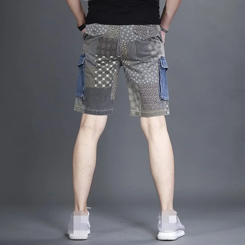 Thin Summer Mens Knee-Length Denim Short Print Spliced Multi-Pockets Buttons Micro-Elasticity Straight Middle Jean Shorts Korean
Thin Summer Mens Knee-Length Denim Short Print Spliced Multi-Pockets Buttons Micro-Elasticity Straight Middle Jean Shorts Korean