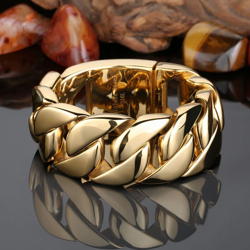 Heavy Powerful Gold 31MM Wide Big Bracelet Men Hiphop Massive Stainless Steel Jewelry Fashion Mens Bracelets Bangles
Heavy Powerful Gold 31MM Wide Big Bracelet Men Hiphop Massive Stainless Steel Jewelry Fashion Mens Bracelets Bangles