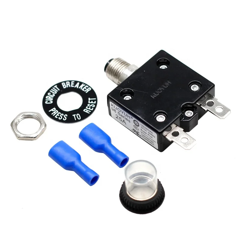5A 10A 12A 15A 16A 20A 25A 30A 35A 40A Thermal Overload Protector Push Button Switch with 250 Terminal Circuit Breakers
5A 10A 12A 15A 16A 20A 25A 30A 35A 40A Thermal Overload Protector Push Button Switch with 250 Terminal Circuit Breakers