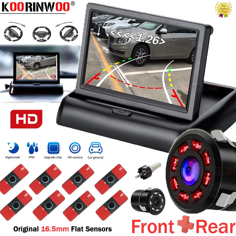 Koorinwoo Smart System Trajectory Track Camera Moving Line Parktronics 8 Car Parking sensors Speaker Buzzer 12v Rear view Camera
Koorinwoo Smart System Trajectory Track Camera Moving Line Parktronics 8 Car Parking sensors Speaker Buzzer 12v Rear view Camera