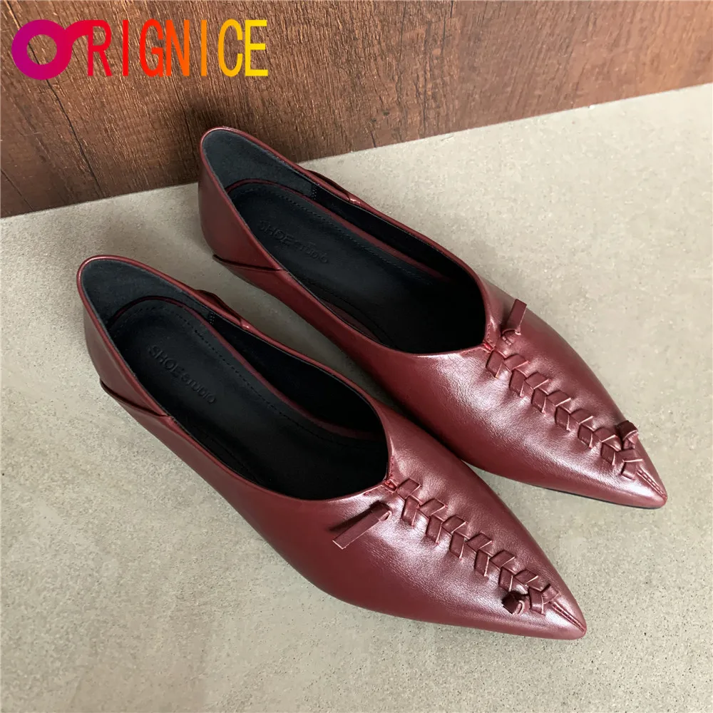 Orignice New Design Women Genuine Leather Flats Pointed Toe Solid Color Slip On Casual Street Shoes Size 34-40 Handmade For Lady
Orignice New Design Women Genuine Leather Flats Pointed Toe Solid Color Slip On Casual Street Shoes Size 34-40 Handmade For Lady