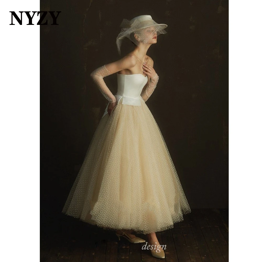W55 NYZY Champagne Dots Tulle Vintage 50s 60s Wedding Dress 2021 Wedding Gown
W55 NYZY Champagne Dots Tulle Vintage 50s 60s Wedding Dress 2021 Wedding Gown
