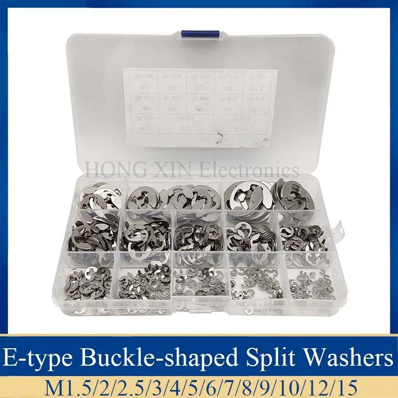 515pcs 304 Stainless Steel Circlip Sack Retainer E E-type Buckle-shaped Split Washers M1.5/2/2.5/3/4/5/6/7/8/9/10/12/15
515pcs 304 Stainless Steel Circlip Sack Retainer E E-type Buckle-shaped Split Washers M1.5/2/2.5/3/4/5/6/7/8/9/10/12/15