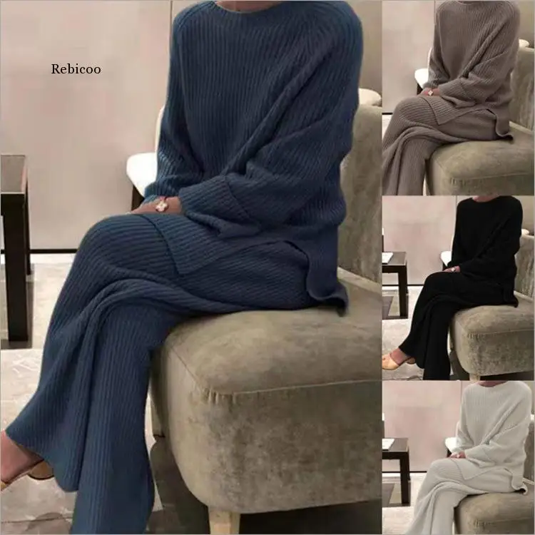 Autumn Elegant O-Neck Long Sleeve Tops And Long Pant Knit Suit Women Casual Solid Lady Tracksuit 2 Piece Set Streetwear Homewear
Autumn Elegant O-Neck Long Sleeve Tops And Long Pant Knit Suit Women Casual Solid Lady Tracksuit 2 Piece Set Streetwear Homewear