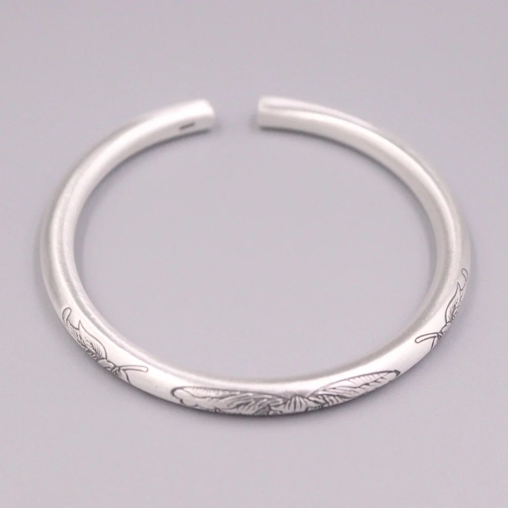 Authentic 999 Fine Silver 5mm Blooming Lotus Flower Pattern Cuff Bangle 2.28INCH Inner Diameter Handmade
Authentic 999 Fine Silver 5mm Blooming Lotus Flower Pattern Cuff Bangle 2.28INCH Inner Diameter Handmade