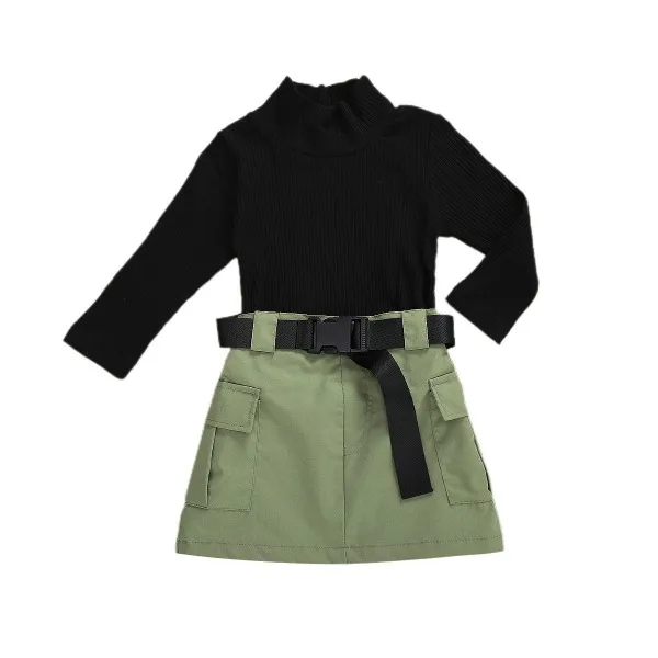 Kids Baby Girls Fashion 3pcs Outfit Set Long Sleeve Half Turtleneck Top Ribbed Solid Shirt + Work Skirt+belt Set 1-6 Years
Kids Baby Girls Fashion 3pcs Outfit Set Long Sleeve Half Turtleneck Top Ribbed Solid Shirt + Work Skirt+belt Set 1-6 Years