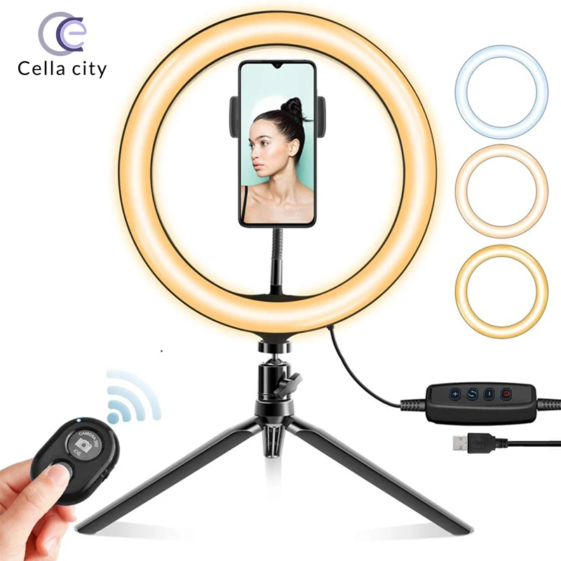10 Inch LED Selfie Camera Ring Light USB Ring Lamp with Phone Holder Tripod Stand Professional Dimmable for Makeup Youtube Video
10 Inch LED Selfie Camera Ring Light USB Ring Lamp with Phone Holder Tripod Stand Professional Dimmable for Makeup Youtube Video