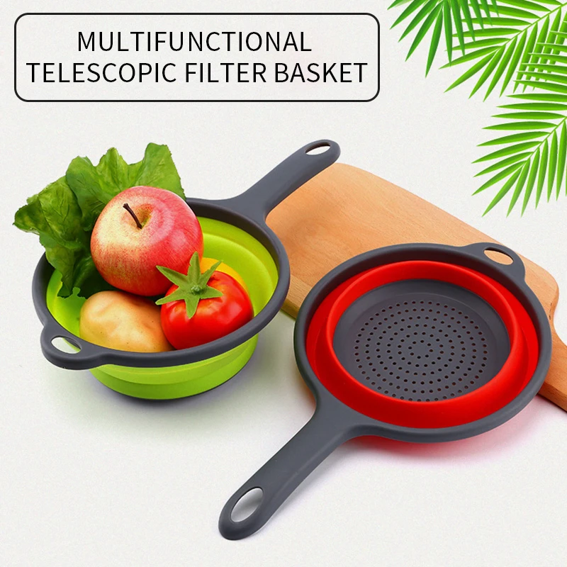 Foldable Silicone Colander Fruit Vegetable Washing Basket Strainer With Handle Strainer Drainer Kitchen Tools
Foldable Silicone Colander Fruit Vegetable Washing Basket Strainer With Handle Strainer Drainer Kitchen Tools