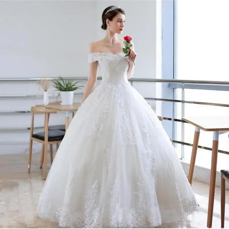 2021 Off White Sexy Boat Neck Wedding Dress Beautiful Lace Flower Ball Gown The Shoulder Princess Bridal Custom Made
2021 Off White Sexy Boat Neck Wedding Dress Beautiful Lace Flower Ball Gown The Shoulder Princess Bridal Custom Made
