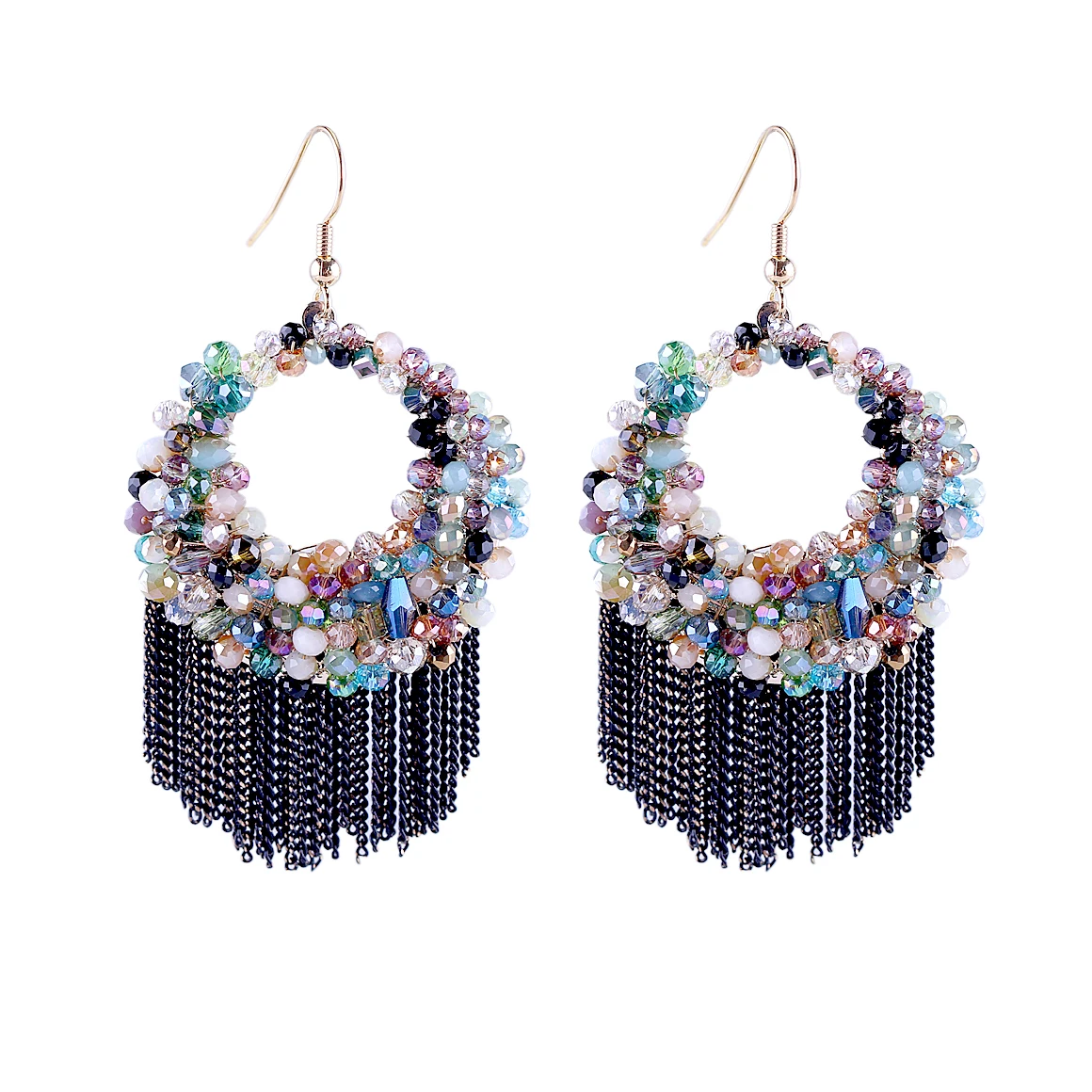 Fashion Crystal Earrings for Women Girls Gold Plated Ear Hook Statement Earrings Handmade Beaded Trendy Tassels Earrings 3374
Fashion Crystal Earrings for Women Girls Gold Plated Ear Hook Statement Earrings Handmade Beaded Trendy Tassels Earrings 3374