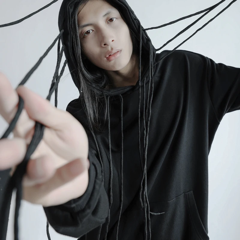 Men's Long Sleeved Sweater Black Slim Fit Personalized Rope Hooded Loose Pullover Personalized Large Men's Sweater
Men's Long Sleeved Sweater Black Slim Fit Personalized Rope Hooded Loose Pullover Personalized Large Men's Sweater