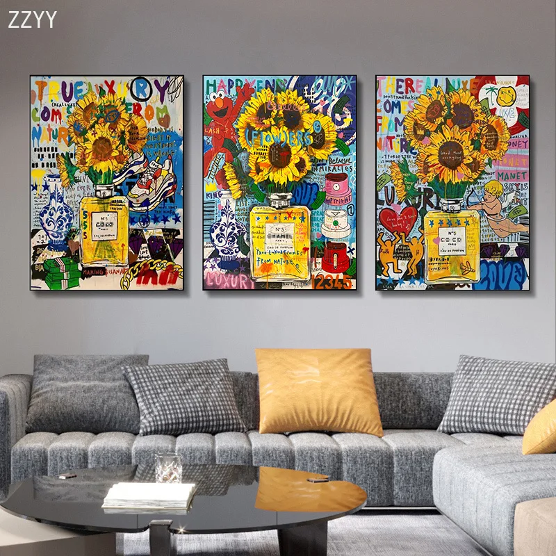 Modern Nordic Yellow Sunflowers Perfume Bottle Art Canvas print Poster Graffiti Pop Art Pictrue Living Room Home Decor Painting
Modern Nordic Yellow Sunflowers Perfume Bottle Art Canvas print Poster Graffiti Pop Art Pictrue Living Room Home Decor Painting
