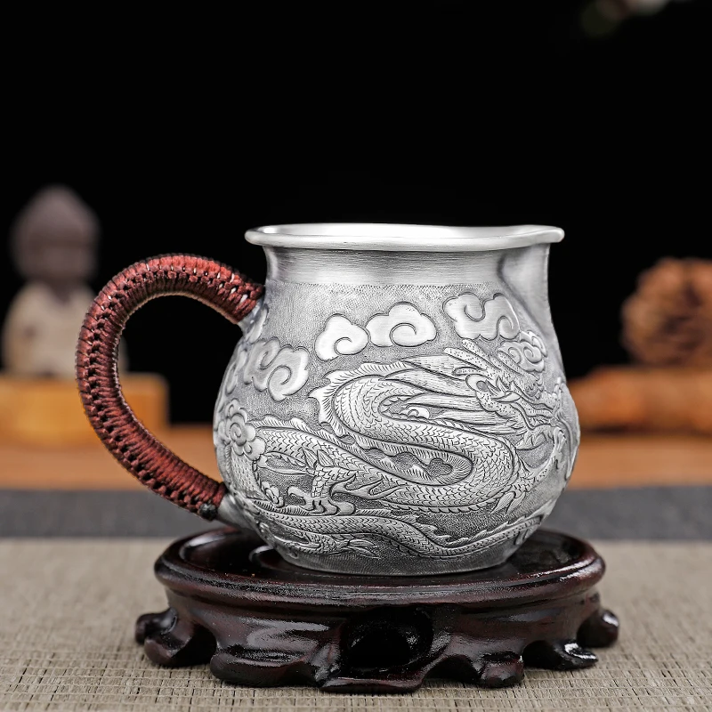 Pure silver 999 fair cup hand-engraved dragon and phoenix kung fu sterling silver tea set tea dispenser
Pure silver 999 fair cup hand-engraved dragon and phoenix kung fu sterling silver tea set tea dispenser