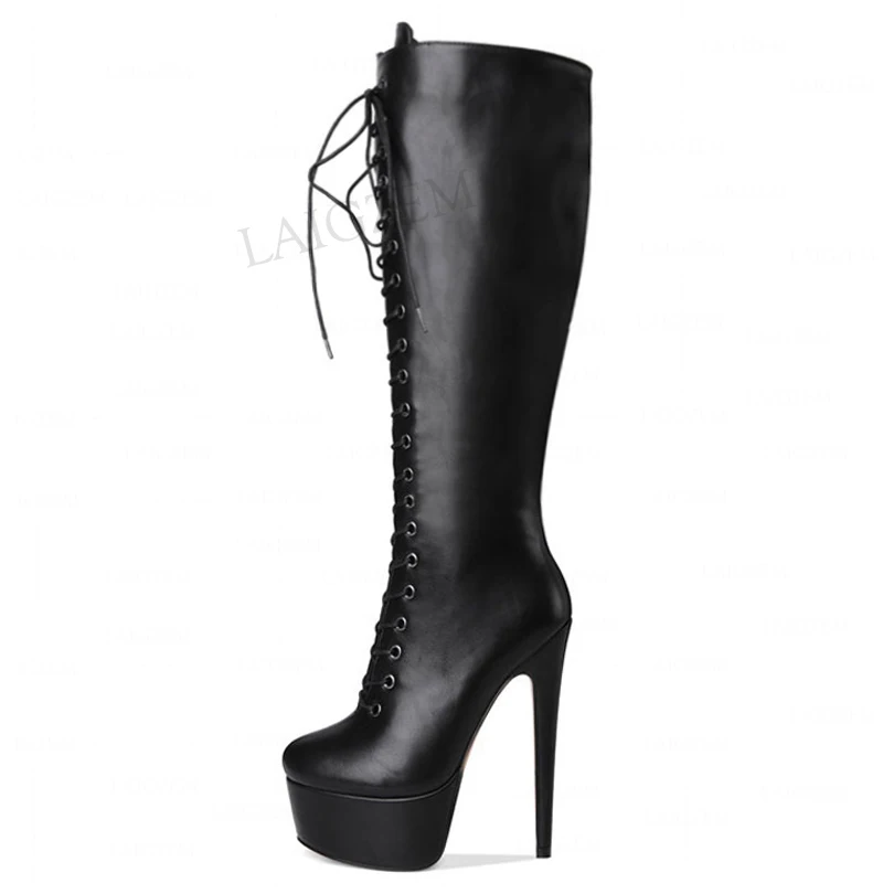 SEIIHEM Women Knee High Boots Lace Up Stiletto Thin High Heels Faux Leather Ladies Shoes Woman Sapato Feminino Big Size 38 42 52
SEIIHEM Women Knee High Boots Lace Up Stiletto Thin High Heels Faux Leather Ladies Shoes Woman Sapato Feminino Big Size 38 42 52