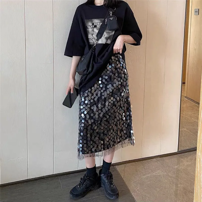 Women Skirt Summer Sping Autumn High Waist Midi Skirt Party Club Sequined Skirt Black Streetwear mujer faldas 2020
Women Skirt Summer Sping Autumn High Waist Midi Skirt Party Club Sequined Skirt Black Streetwear mujer faldas 2020