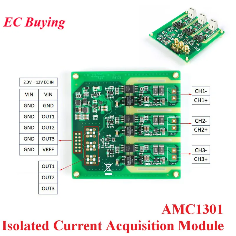 AMC1301 3 Channel Isolated Current Acquisition Module DC-DC 2500Vdc STM32 200KHz Bandwidth Motor Analog Signal Isolation AD8605
AMC1301 3 Channel Isolated Current Acquisition Module DC-DC 2500Vdc STM32 200KHz Bandwidth Motor Analog Signal Isolation AD8605