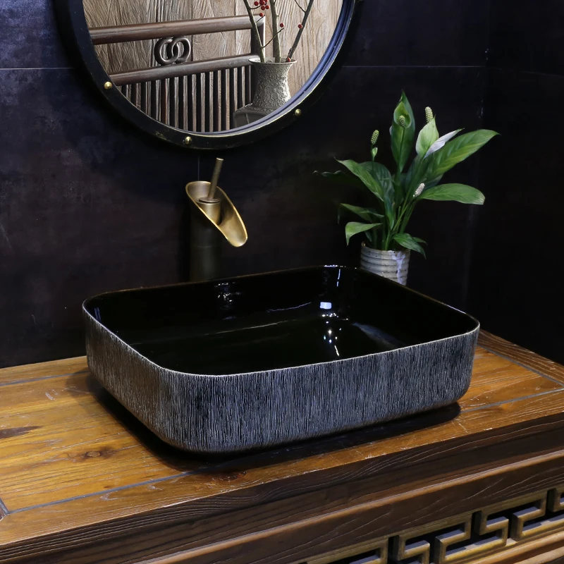 Porcelain Bathroom ceramic counter top sink ceramic wash basin rectangle black
Porcelain Bathroom ceramic counter top sink ceramic wash basin rectangle black