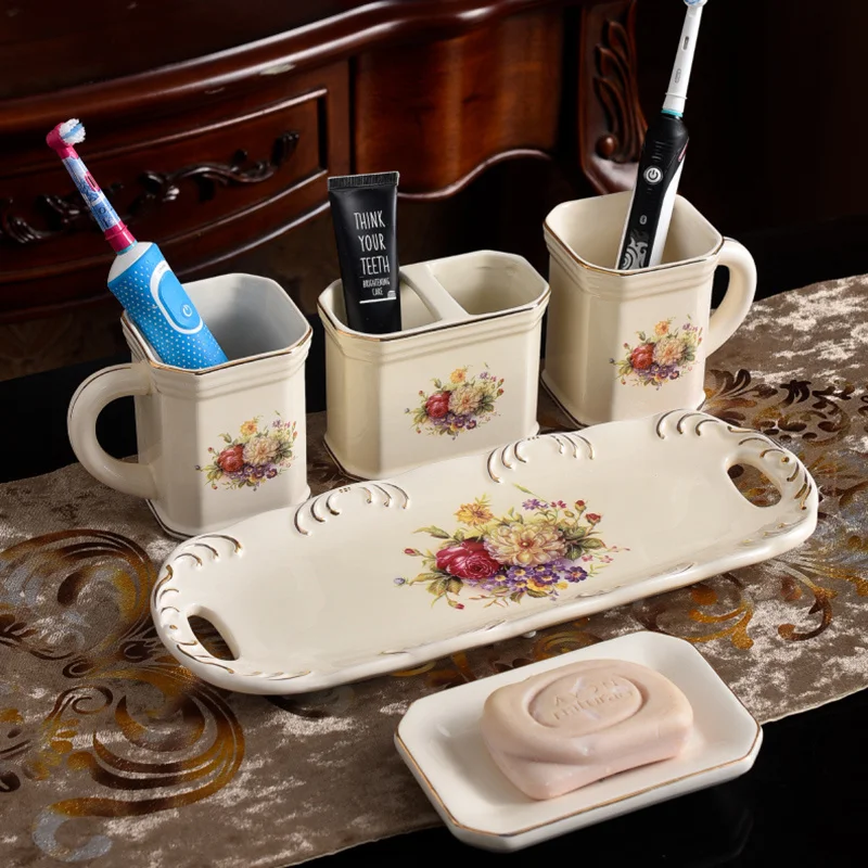 Bathroom Accessories Set Ceramic Liquid Soap Dispenser Toothbrush Rack Gargle Cup Tray For Lovers Wedding Gift Birthday Present
Bathroom Accessories Set Ceramic Liquid Soap Dispenser Toothbrush Rack Gargle Cup Tray For Lovers Wedding Gift Birthday Present