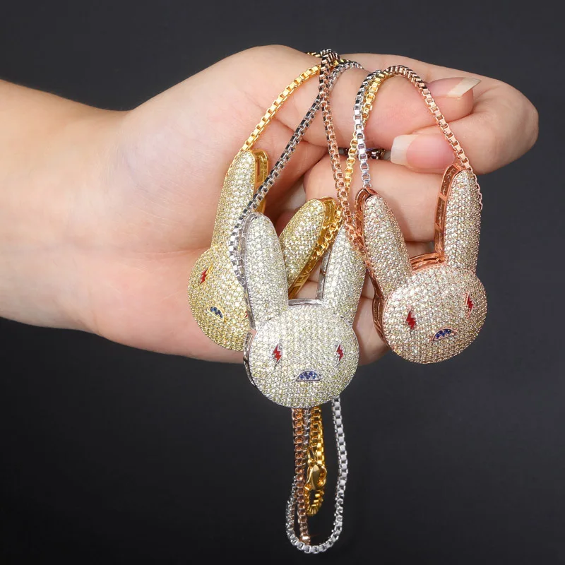 Хип-хоп AAA кубический цирконий с покрытием Bling Iced Out Lightning Bunny подвески ожерелье для женщин и мужчин рэпер ювелирные изделия золотого, серебряного цвета
Хип-хоп AAA кубический цирконий с покрытием Bling Iced Out Lightning Bunny подвески ожерелье для женщин и мужчин рэпер ювелирные изделия золотого, серебряного цвета