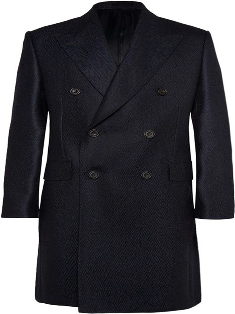 Double Breasted Men Suits Herringbone Navy Custom Made Men Suits Tuxedos Peaked Lapel Blazer Foamal Long Coat
Double Breasted Men Suits Herringbone Navy Custom Made Men Suits Tuxedos Peaked Lapel Blazer Foamal Long Coat