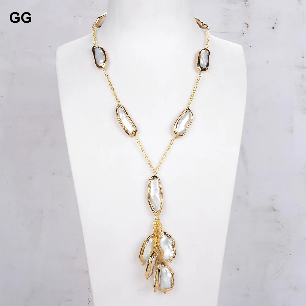 GuaiGuai Jewelry Natural Freshwater Cultured White Biwa Pearl Gold Plated Chain Necklace 19"
GuaiGuai Jewelry Natural Freshwater Cultured White Biwa Pearl Gold Plated Chain Necklace 19"