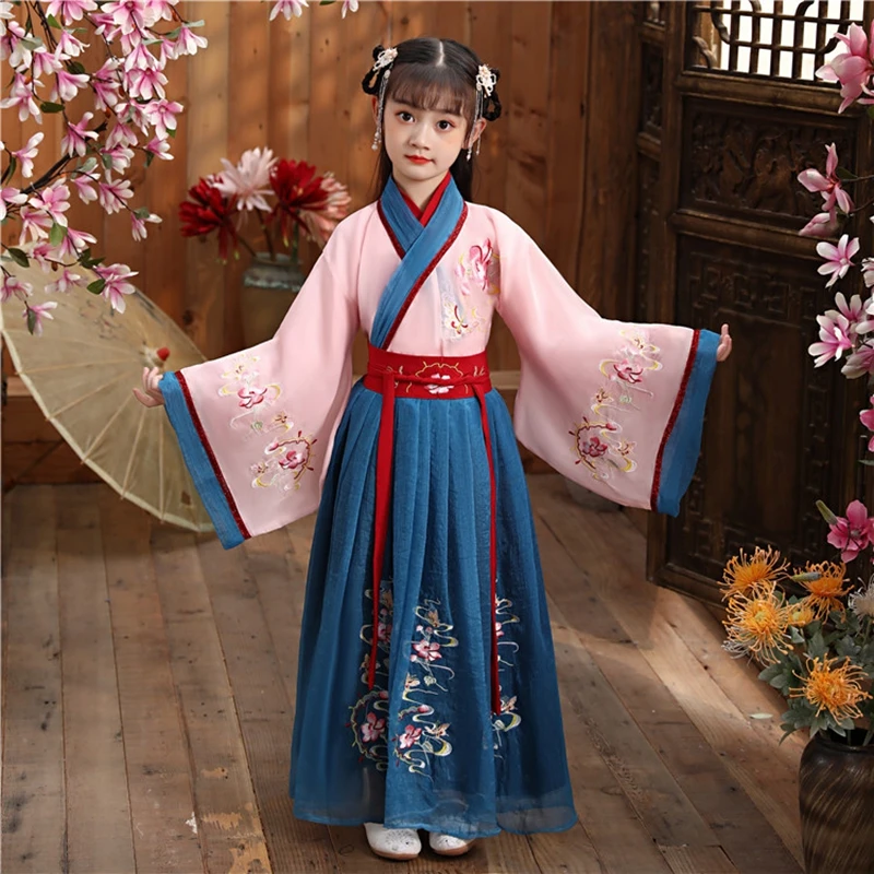 Girl's Embroider HanFu Princess Birthday Party Dance Perform Dress For Kids Traditional Chinese Long Wedding Flower Girl Dress
Girl's Embroider HanFu Princess Birthday Party Dance Perform Dress For Kids Traditional Chinese Long Wedding Flower Girl Dress