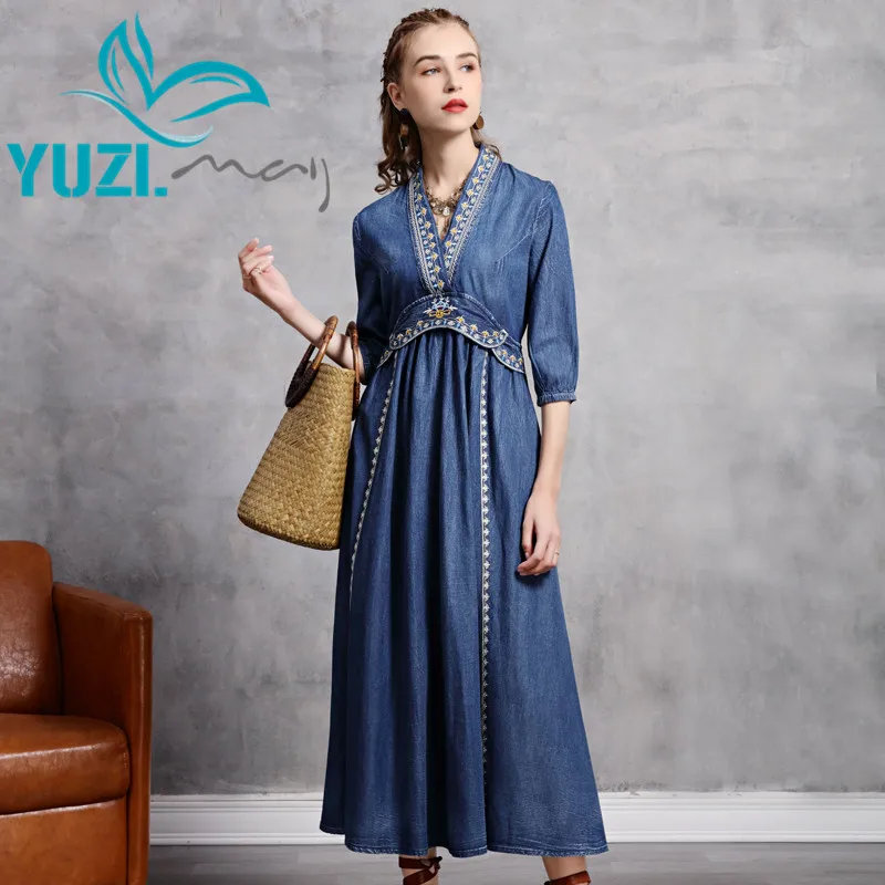 Woman Dress 2020 Yuzi.may Boho New Denim Women Dresses Vi-Neck Vintage Embroidery Elastic Back High Waist Vestidos A82253
Woman Dress 2020 Yuzi.may Boho New Denim Women Dresses Vi-Neck Vintage Embroidery Elastic Back High Waist Vestidos A82253