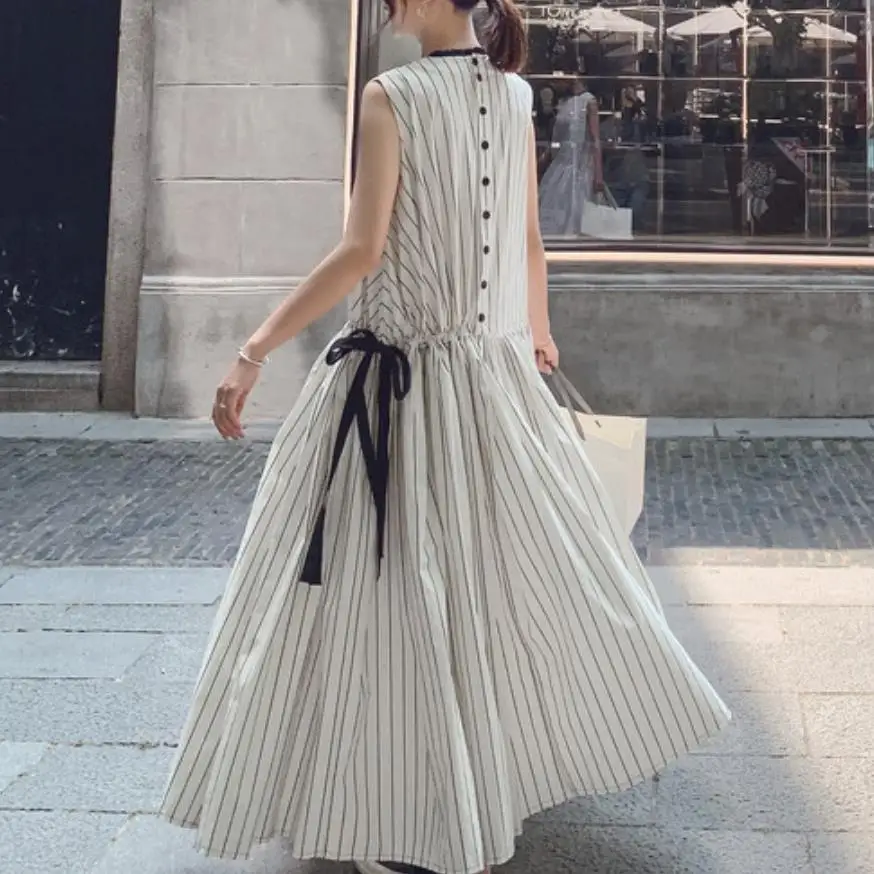 vintage striped long dress women summer sleeveless high waist loose holiday dress
vintage striped long dress women summer sleeveless high waist loose holiday dress