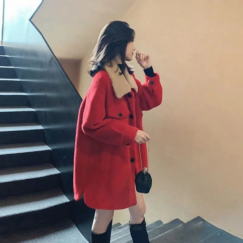 Long Casual Sleeve Single Breasted Lapel Womens Loose Jackets Autumn Winter New Faux Mink Fur Thick Female Medium Length Coats
Long Casual Sleeve Single Breasted Lapel Womens Loose Jackets Autumn Winter New Faux Mink Fur Thick Female Medium Length Coats