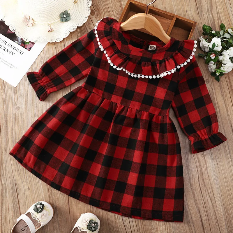 Christmas Girls Dress Long Sleeve Ruffle Plaid Print Baby Girl Dress Cute Toddler Clothing Lace Princess Dress Party Vestidos
Christmas Girls Dress Long Sleeve Ruffle Plaid Print Baby Girl Dress Cute Toddler Clothing Lace Princess Dress Party Vestidos