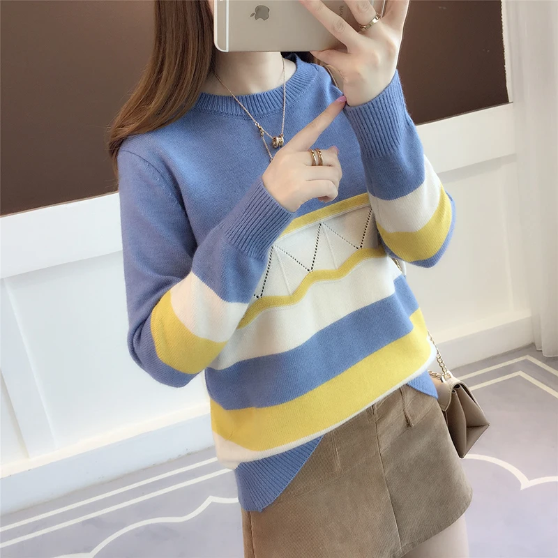 Autumn Winter Loose O-Neck Long Sleeve Knitting Sweater Women Short Pullover Jumpers Ladies Casual Patchwork Knitted Tops Female
Autumn Winter Loose O-Neck Long Sleeve Knitting Sweater Women Short Pullover Jumpers Ladies Casual Patchwork Knitted Tops Female