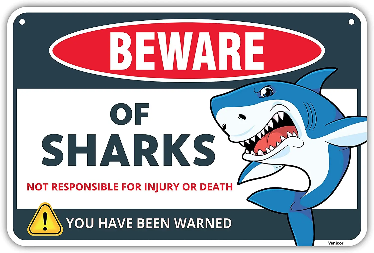 Venicor Beware of Shark Sign - 8 x 12 Inches - Aluminum - Shark Decor for Boys Room - Shark Gifts for Shark Lovers - Shark Wall
Venicor Beware of Shark Sign - 8 x 12 Inches - Aluminum - Shark Decor for Boys Room - Shark Gifts for Shark Lovers - Shark Wall