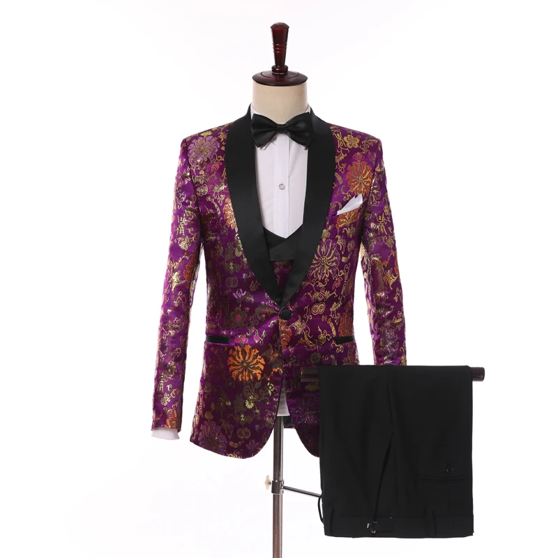 3Pcs Dark Purple Patterned Men's Suits Sets Wedding Bridegroom Blazer Trousers Jacket Pants Vest Slim Fit Wedding Wear Clothing
3Pcs Dark Purple Patterned Men's Suits Sets Wedding Bridegroom Blazer Trousers Jacket Pants Vest Slim Fit Wedding Wear Clothing