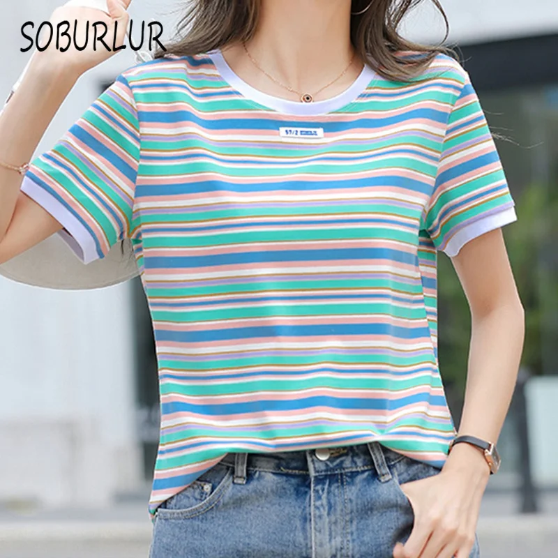 SOBURLUR 2021 Summer New Tops O-neck Shirt Women's T-shirt Harajuku Woman Loose T-shirts Crop Top Oversize Women Clothes LGirls
SOBURLUR 2021 Summer New Tops O-neck Shirt Women's T-shirt Harajuku Woman Loose T-shirts Crop Top Oversize Women Clothes LGirls