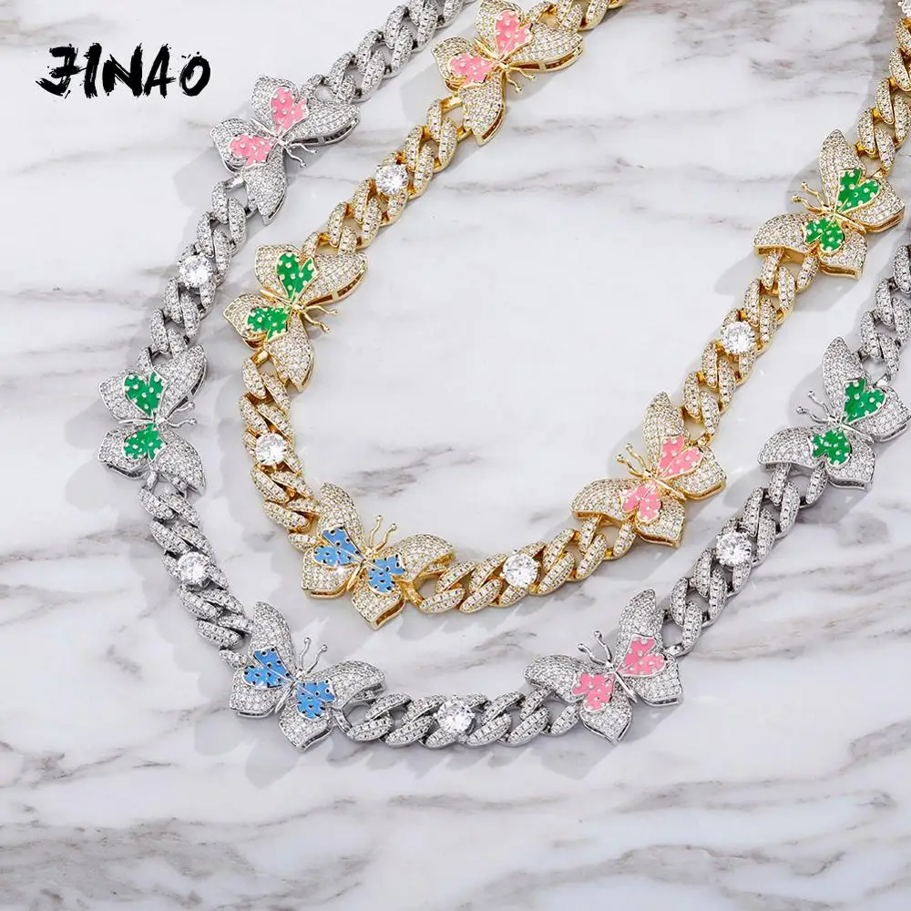 JINAO Butterfly Necklace 3 Colors Butterfly Iced Out Cubic Zirconia Cuban Choker Necklace Hip Hop Fashion Jewelry For Gift
JINAO Butterfly Necklace 3 Colors Butterfly Iced Out Cubic Zirconia Cuban Choker Necklace Hip Hop Fashion Jewelry For Gift