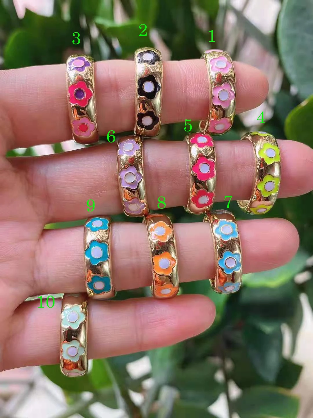 5Pcs New Fashion Gold Plated colorful enamel Flower Adjustable finger ring for lady
5Pcs New Fashion Gold Plated colorful enamel Flower Adjustable finger ring for lady