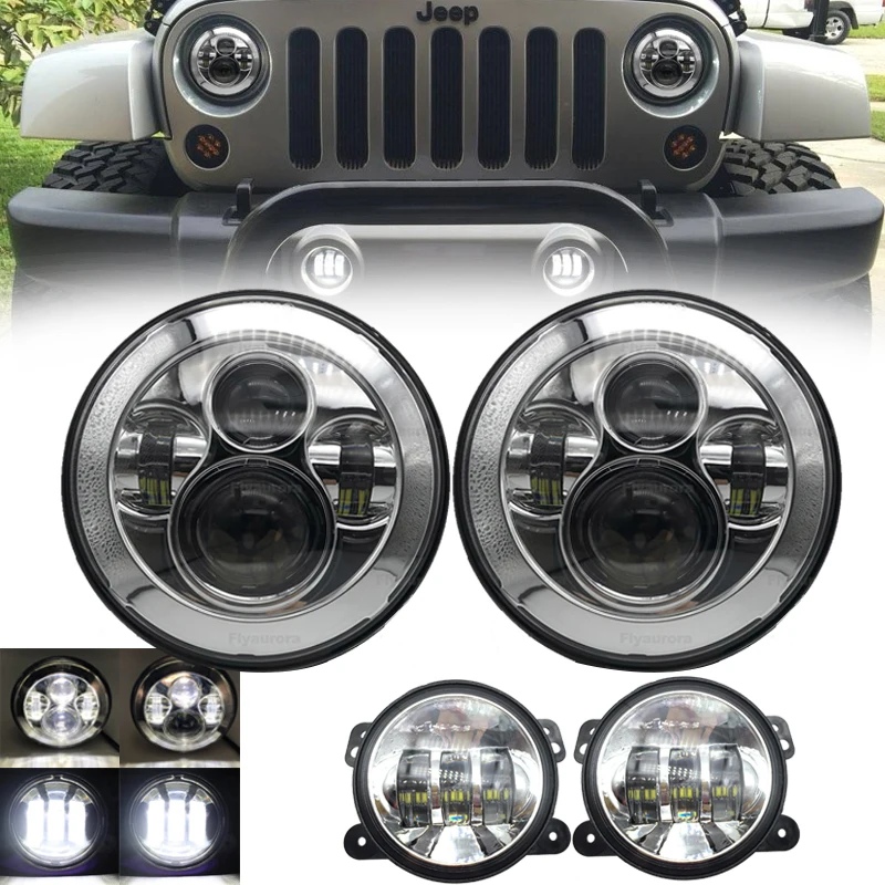 2X 7 Inch Round LED Headlights + Pair 4" LED Fog Lights Passing Lamps for Jeep Wrangler JK TJ LJ lada niva 4x4 suzuki samurai
2X 7 Inch Round LED Headlights + Pair 4" LED Fog Lights Passing Lamps for Jeep Wrangler JK TJ LJ lada niva 4x4 suzuki samurai