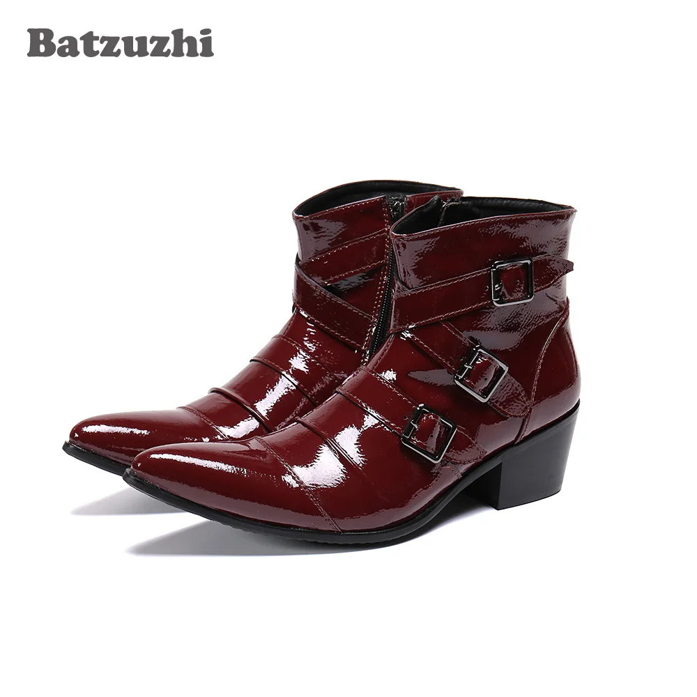 Batzuzhi Genuine Leather Ankle Boots Men Western Cowboy Men's Boots Wine Red Botas Hombre Motorcycle, Party Dress Leather Boots
Batzuzhi Genuine Leather Ankle Boots Men Western Cowboy Men's Boots Wine Red Botas Hombre Motorcycle, Party Dress Leather Boots