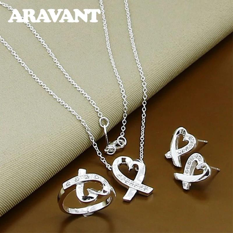 Wedding Jewelry Sets 925 Silver Heart Pendants Necklaces Chain Rings Earrings For Women Wedding Charm Jewelry
Wedding Jewelry Sets 925 Silver Heart Pendants Necklaces Chain Rings Earrings For Women Wedding Charm Jewelry