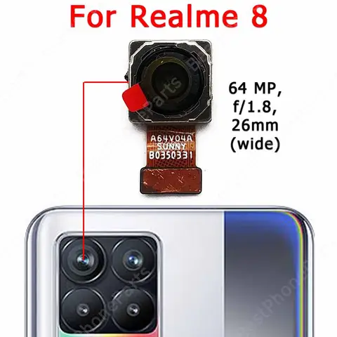 Rear Back Camera For Realme 8 Main Backside View Big Camera Module Flex Replacement Repair Spare Parts