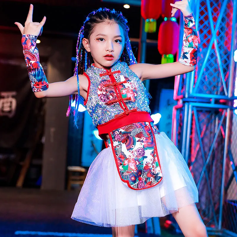 Girls Jazz Dress Chinese Style Modern Dance Clothing Kids HipHop Sequin Tops Yarn Skirt Street Dance Performance Clothes DQL4604
Girls Jazz Dress Chinese Style Modern Dance Clothing Kids HipHop Sequin Tops Yarn Skirt Street Dance Performance Clothes DQL4604