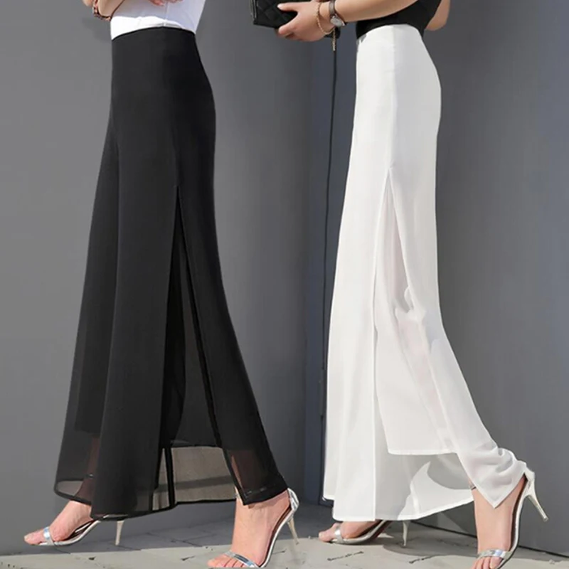 Women's Summer Office Lady Wide Leg Long Trousers Casual Vintage High Waist Chiffon Side Split Loose Bohemia Skirt Pants Solid
Women's Summer Office Lady Wide Leg Long Trousers Casual Vintage High Waist Chiffon Side Split Loose Bohemia Skirt Pants Solid