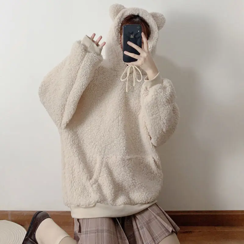 Ladies Pullover Winter Plus Velvet Thick Lamb Wool Coat Women Korean Loose Hooded Sweater Cotton Clothes Sweatshirt
Ladies Pullover Winter Plus Velvet Thick Lamb Wool Coat Women Korean Loose Hooded Sweater Cotton Clothes Sweatshirt
