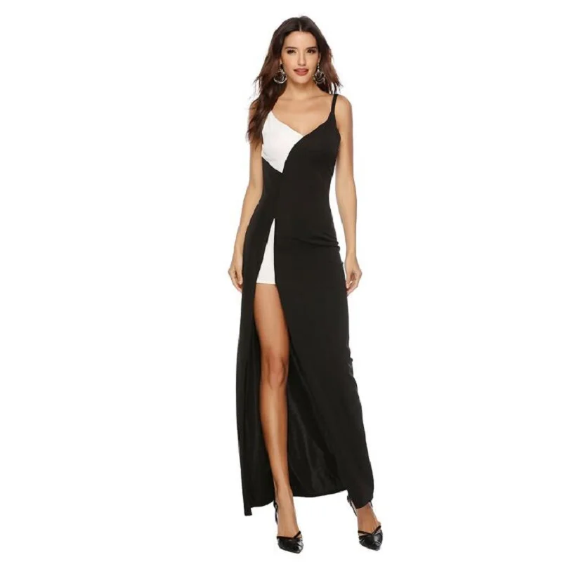 Nice Long Dress Sexy v-neck black white joint Dress Maxi Dress Women Evening Party Dress Condole beltdress Vestidos de festa
Nice Long Dress Sexy v-neck black white joint Dress Maxi Dress Women Evening Party Dress Condole beltdress Vestidos de festa