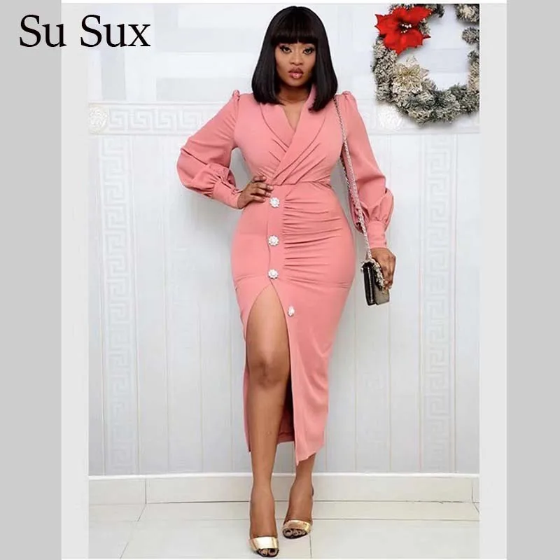 Elegant Office Lady Dress African Dresses For Women Solid Pink Long Sleeve Turn-0down Collar Button Long Dress 2020 Vestidos
Elegant Office Lady Dress African Dresses For Women Solid Pink Long Sleeve Turn-0down Collar Button Long Dress 2020 Vestidos