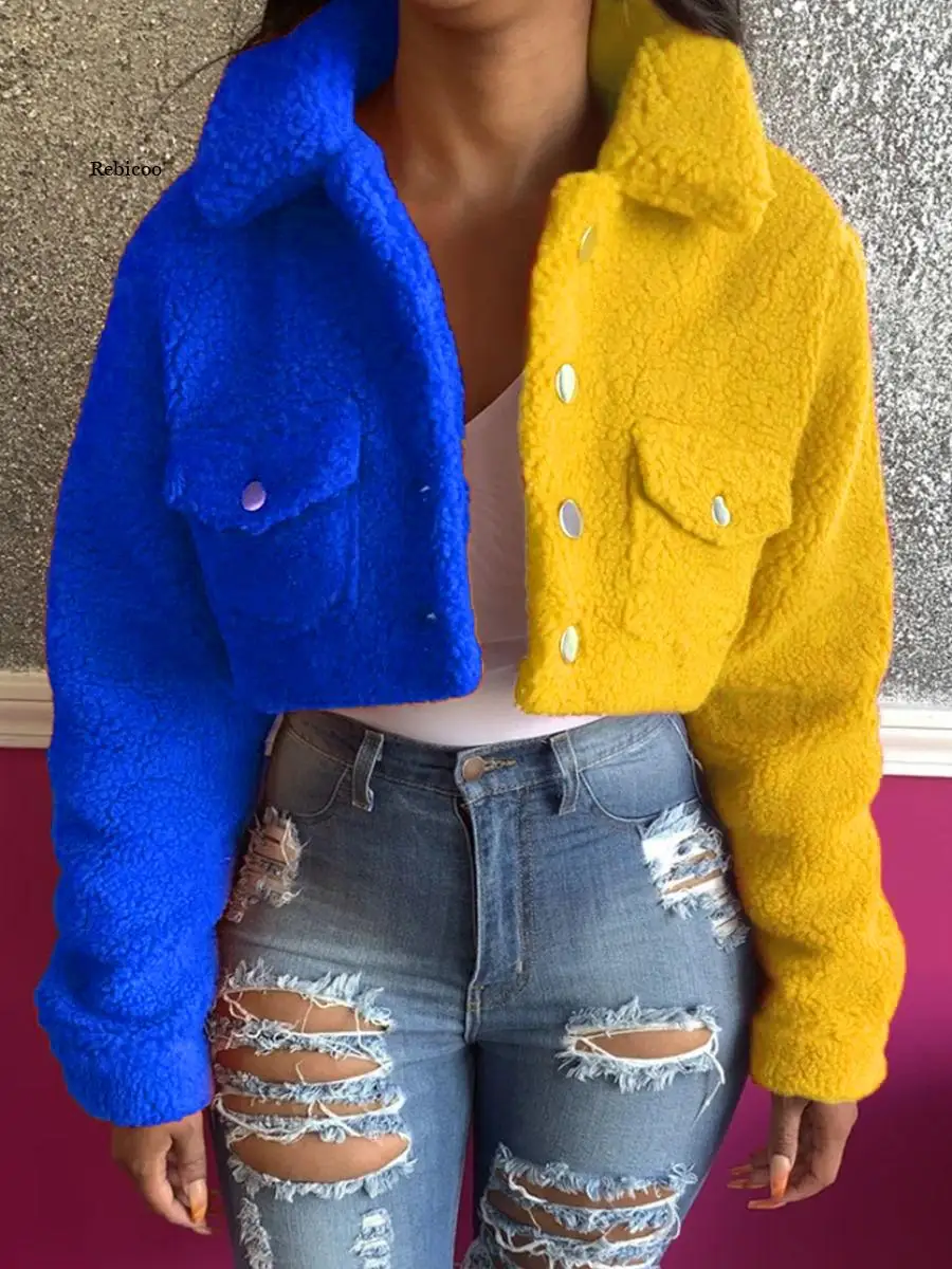 Stitching Women's Jacket Short Single Breasted Turn-Down Collar Slim Elegant Long Sleeve Fashion Warm Winter Women Coat
Stitching Women's Jacket Short Single Breasted Turn-Down Collar Slim Elegant Long Sleeve Fashion Warm Winter Women Coat