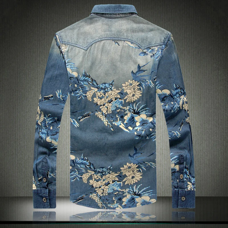 Spring New Men Shirt Long Sleeves Jeans Print Flower Korean Style Shirt Men Plus Size 5XL Clothes for Male Camisa Masculina
Spring New Men Shirt Long Sleeves Jeans Print Flower Korean Style Shirt Men Plus Size 5XL Clothes for Male Camisa Masculina