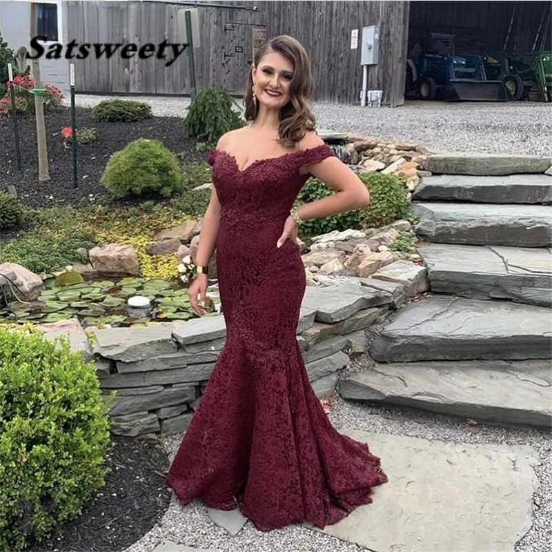 Prom Dresses Burgundy Off The Shoulder Floor Length Lace Mermaid Prom Dresses With Zipper Back vestidos de fiesta de noche
Prom Dresses Burgundy Off The Shoulder Floor Length Lace Mermaid Prom Dresses With Zipper Back vestidos de fiesta de noche