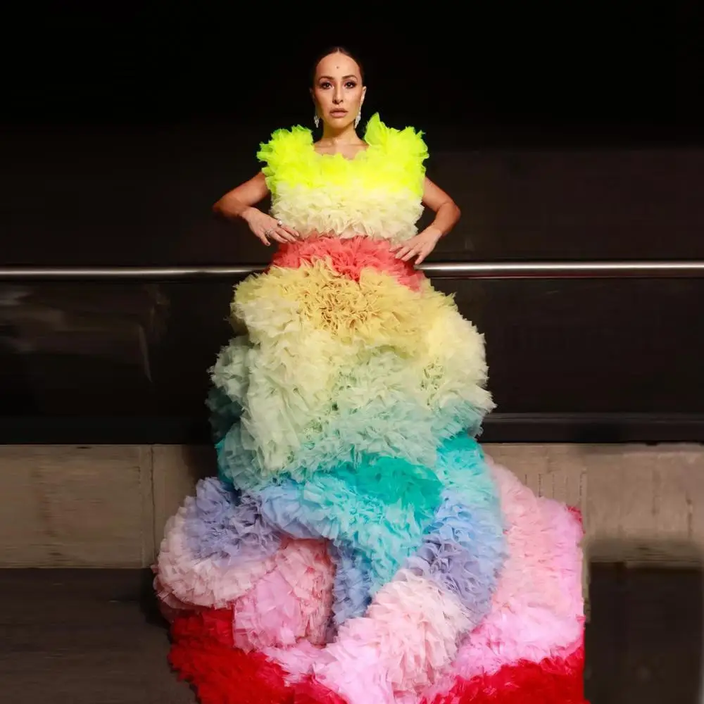 Sweet Colorful Extra Puffy Tulle Dresses Women Long Candy Rainbow Dress Tiered Ruffle Pleated Ball Gown Prom Dress Girls Custom
Sweet Colorful Extra Puffy Tulle Dresses Women Long Candy Rainbow Dress Tiered Ruffle Pleated Ball Gown Prom Dress Girls Custom